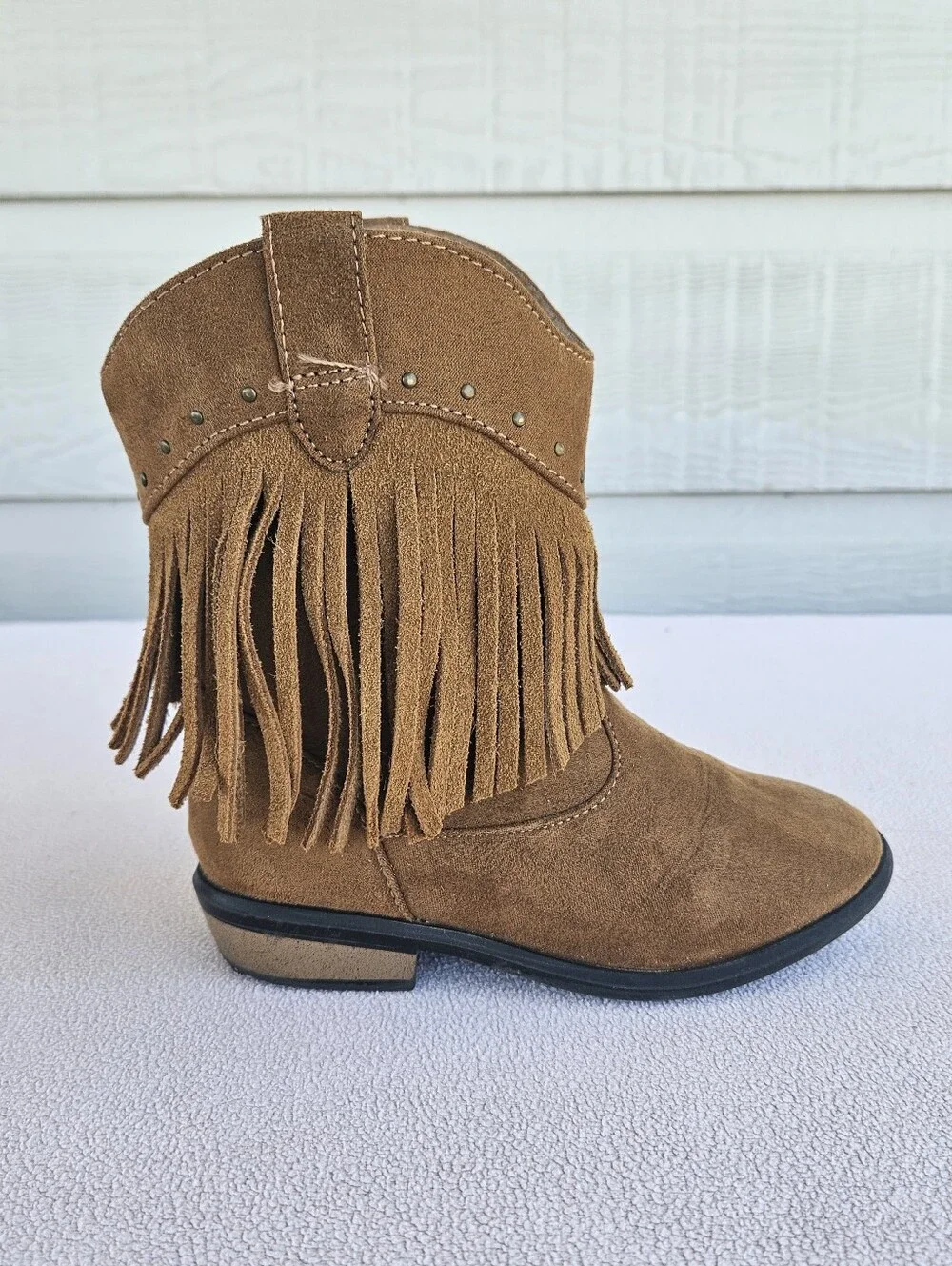 Cat & Jack Fringe Brown Boot Girl SZ 10 Half Zip Boho Western Country Rodeo